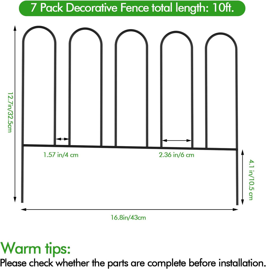 Rustproof Metal Garden Fence 7 Panels 10ft(L) V21416