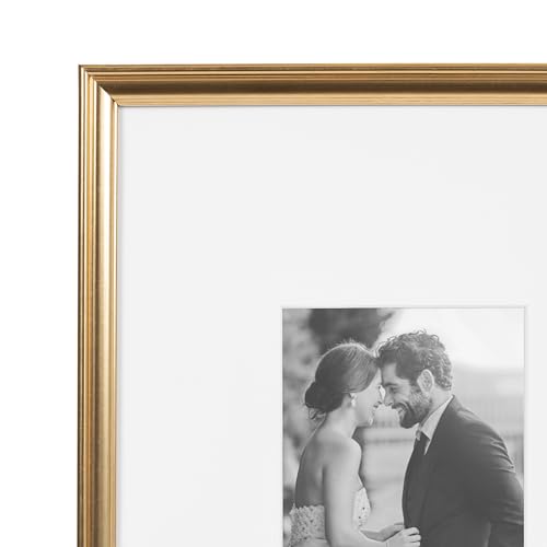 Rectangle Picture Frame Set of 3, 11 x 14 matted to 5 x 7, Gold P214