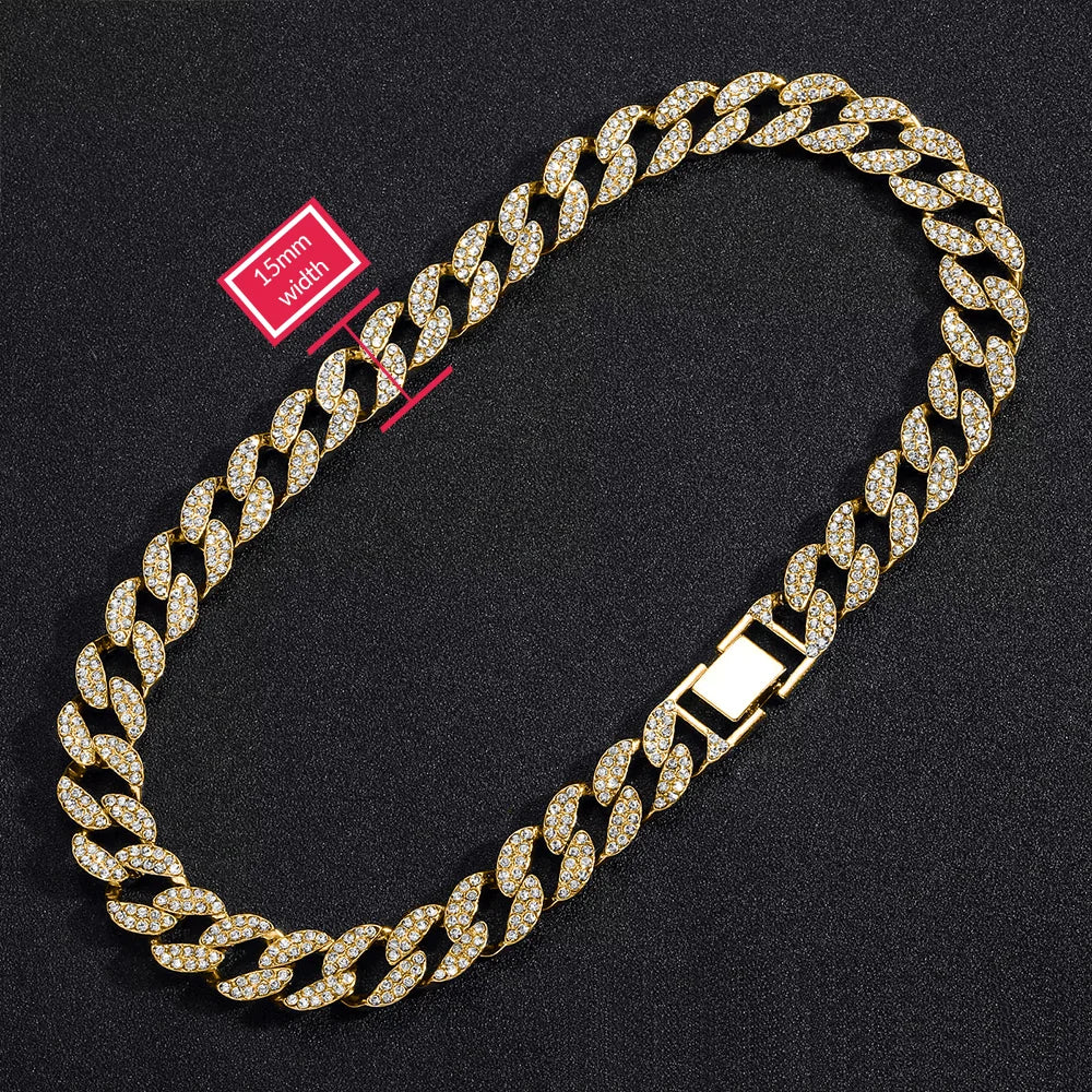 Gold Cuban Link Necklace 15mm E365138