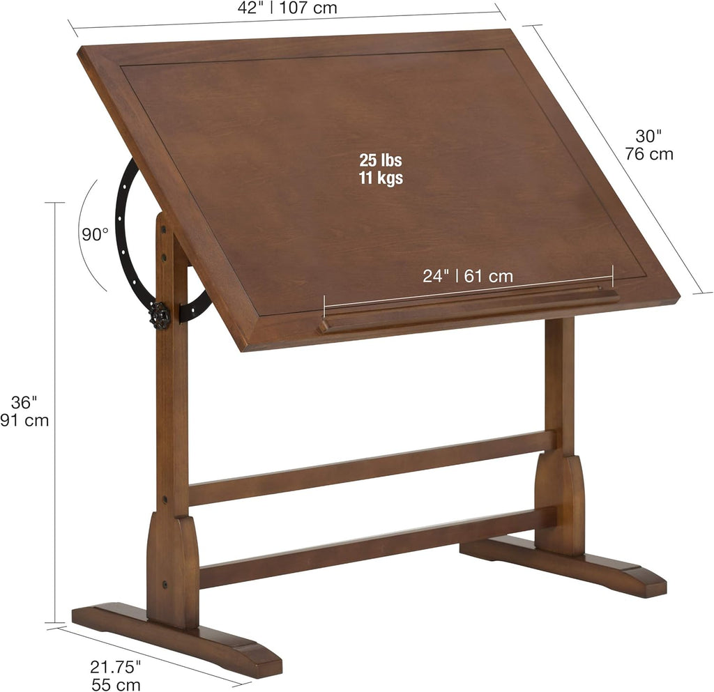 Antique Design Solid Wood Drafting Table with Adjustable Work Surface K20711