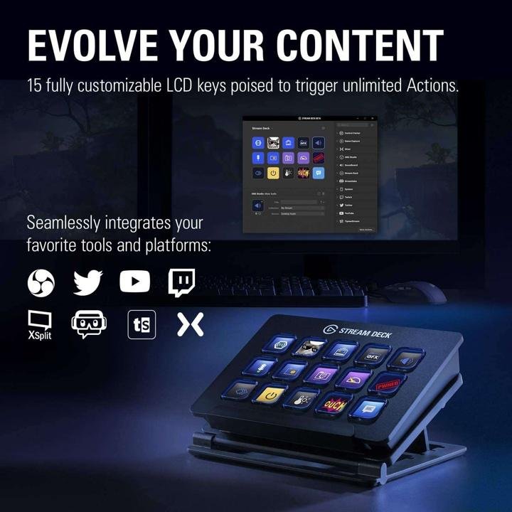 15 Customizable LCD Keys Stream Controller C682125