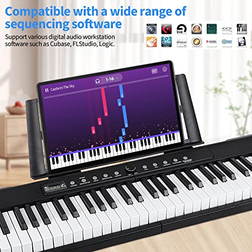 88 Key Semi Weighted Electric Digital Piano with Sustain Pedal, Power Supply, Stand, Carrying Case, Headphones F69841
