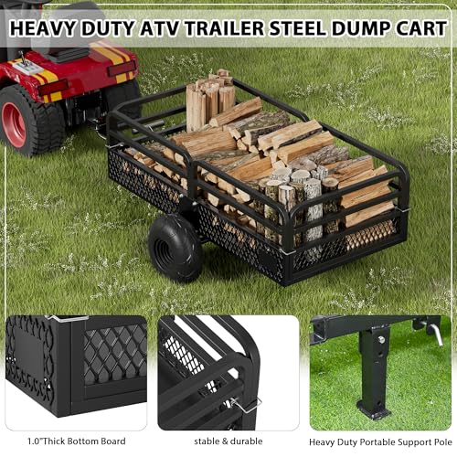 Heavy Duty Steel Dump Cart Utility Trailer, 1500 lbs 15 Cubic Feet with Removable Sides L32079