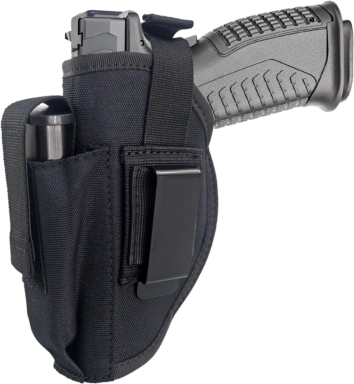 Black Tactical Belt Holster with Mag Pouch and Metal Clip V685