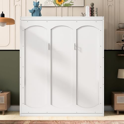 Queen Size Wood Murphy Bed with Shelves, Grey G354181