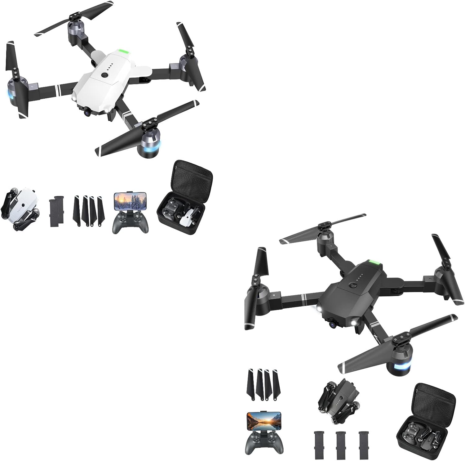 Foldable 1080P FPV Drone with 3 Batteries & Carrying Case X635
