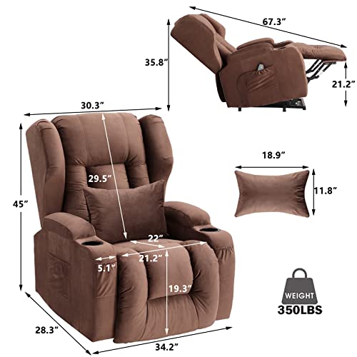 Overstuffed Power Lift Recliner Chair with Massage and Heating M385