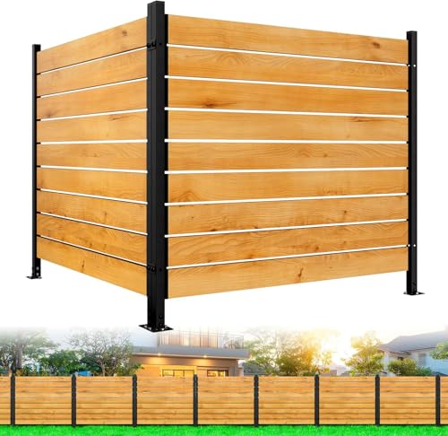 2 Panels No Dig Wooden Privacy Fence Screen, 42" H X 40" W Outdoor Fence V762693