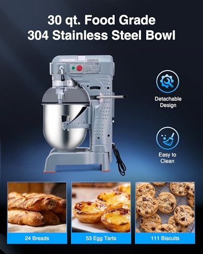 20 qt 750W 3 Speed Commercial Stand Mixer with Stainless Steel Bowl F56099