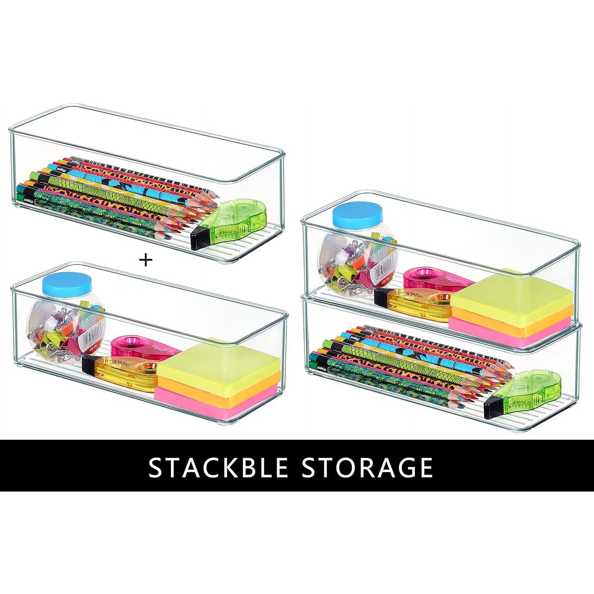 8 PACK Clear Plastic Stackable Storage Bins U8775