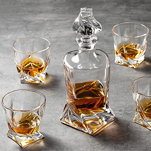 Whiskey Decanter Set with 4 Glasses in Gift Box B9782