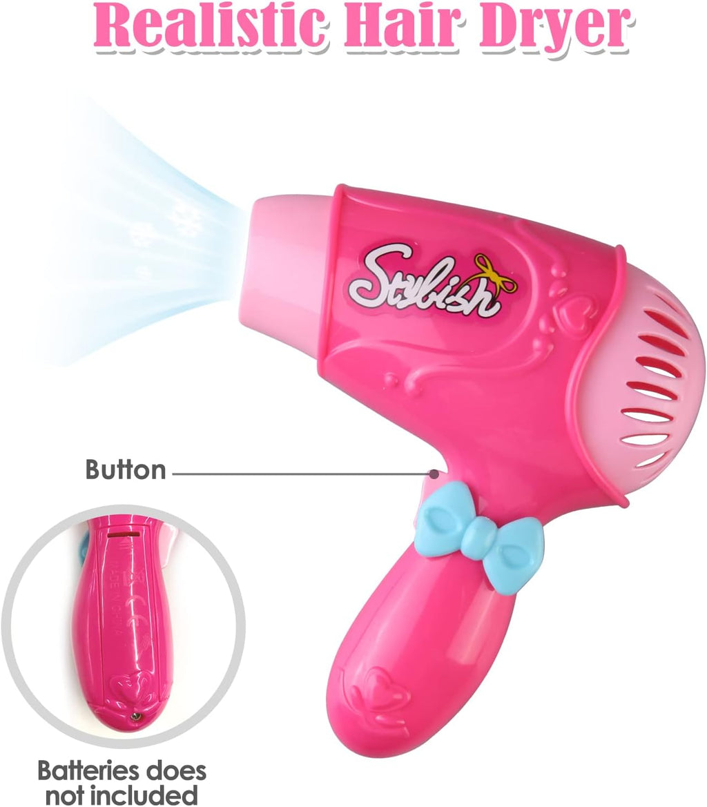 Kids Hair Salon Toy Set with Hair Dryer Hair Curler and Beauty Accessories J959
