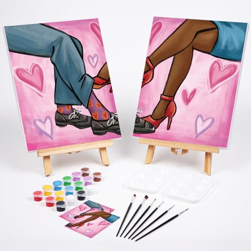 2 Pack Pre Drawn Canvas Painting Kit with Paints Brushes Pallets (8x10) Y12530