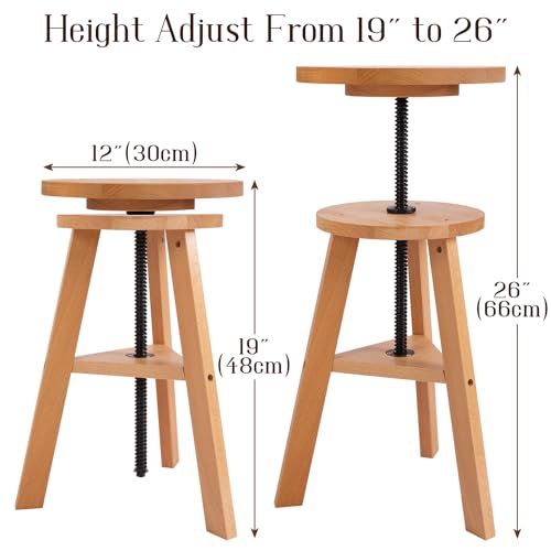 Natural Solid Beech Wood Swivel Stool I990