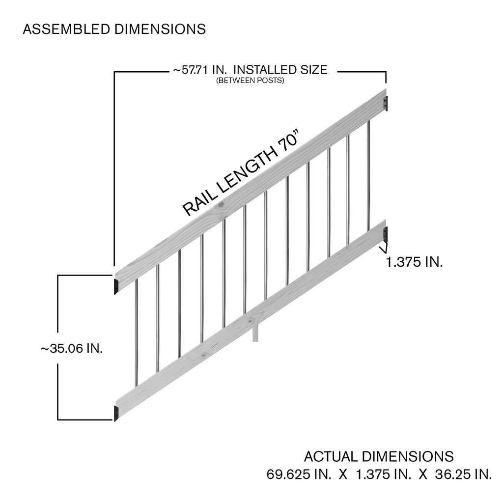 6 Ft. Pressure-Treated Wood Stair Rail Kit with Aluminum Round Balusters J934