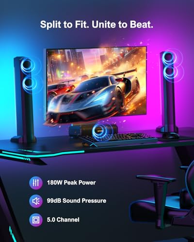 5.0ch Sound Bar with RGB Light, Bluetooth 5.3 E32368