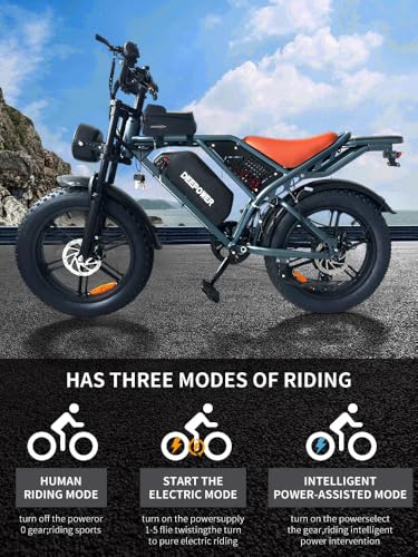 1500W Peak Brushless Motor 30 MPH Fat Tire E Bike with 624-2880Wh Removable Battery 20" Electric Dirt Bike with Dual Suspension and 7-Speed E668