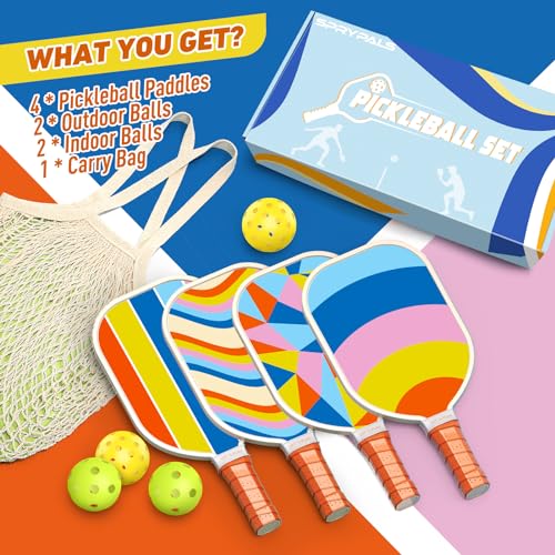 Set of 4 Wood Pickleball Paddles with Carry Bag L43660
