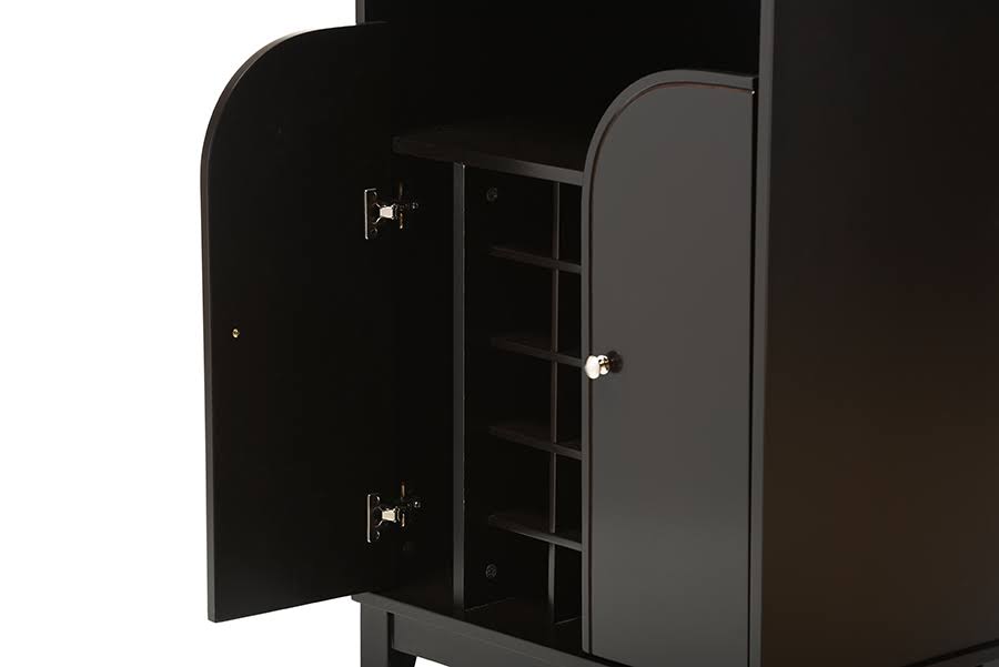 Dark Brown Wood Dry Bar and Wine Cabinet U709
