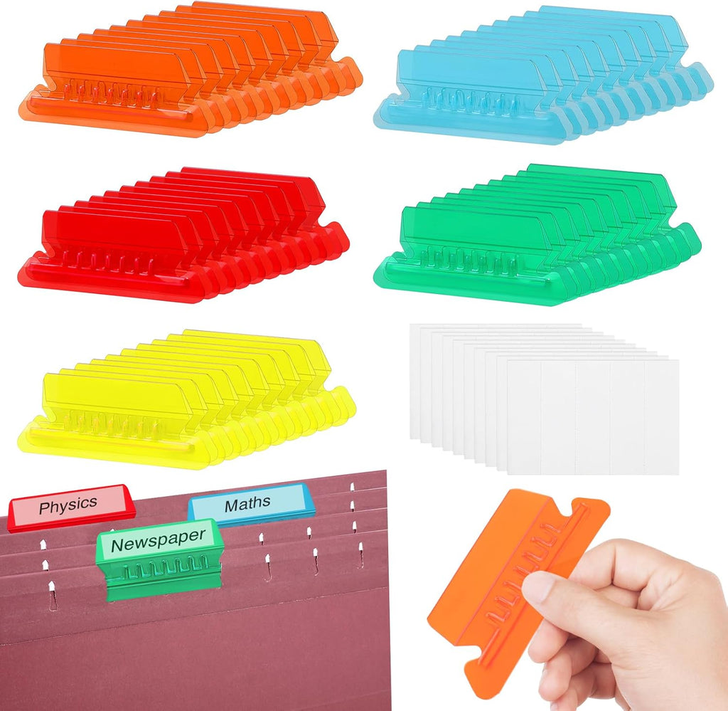 50 Pcs Multicolor Plastic File Tabs (4-Inch) N314