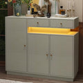 Light Grey Shoe Cabinet with 3 Doors and 2 Drawers K353