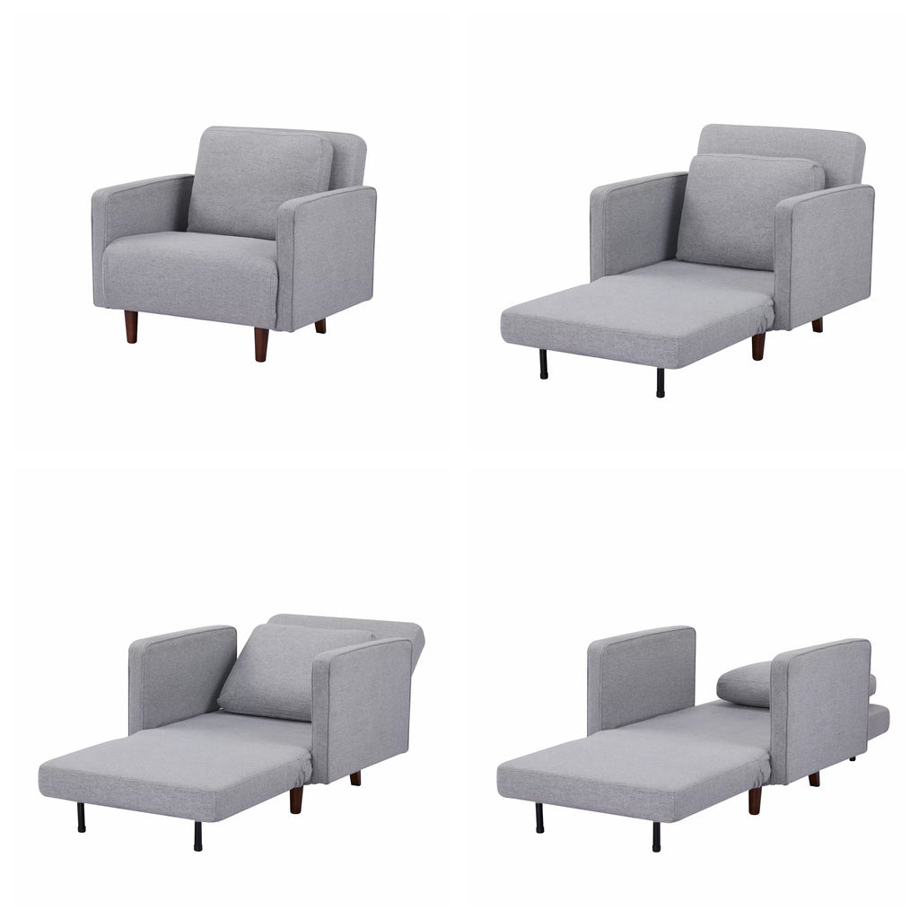 Light Gray Polyester Convertible Futon Sofa Chair O200068