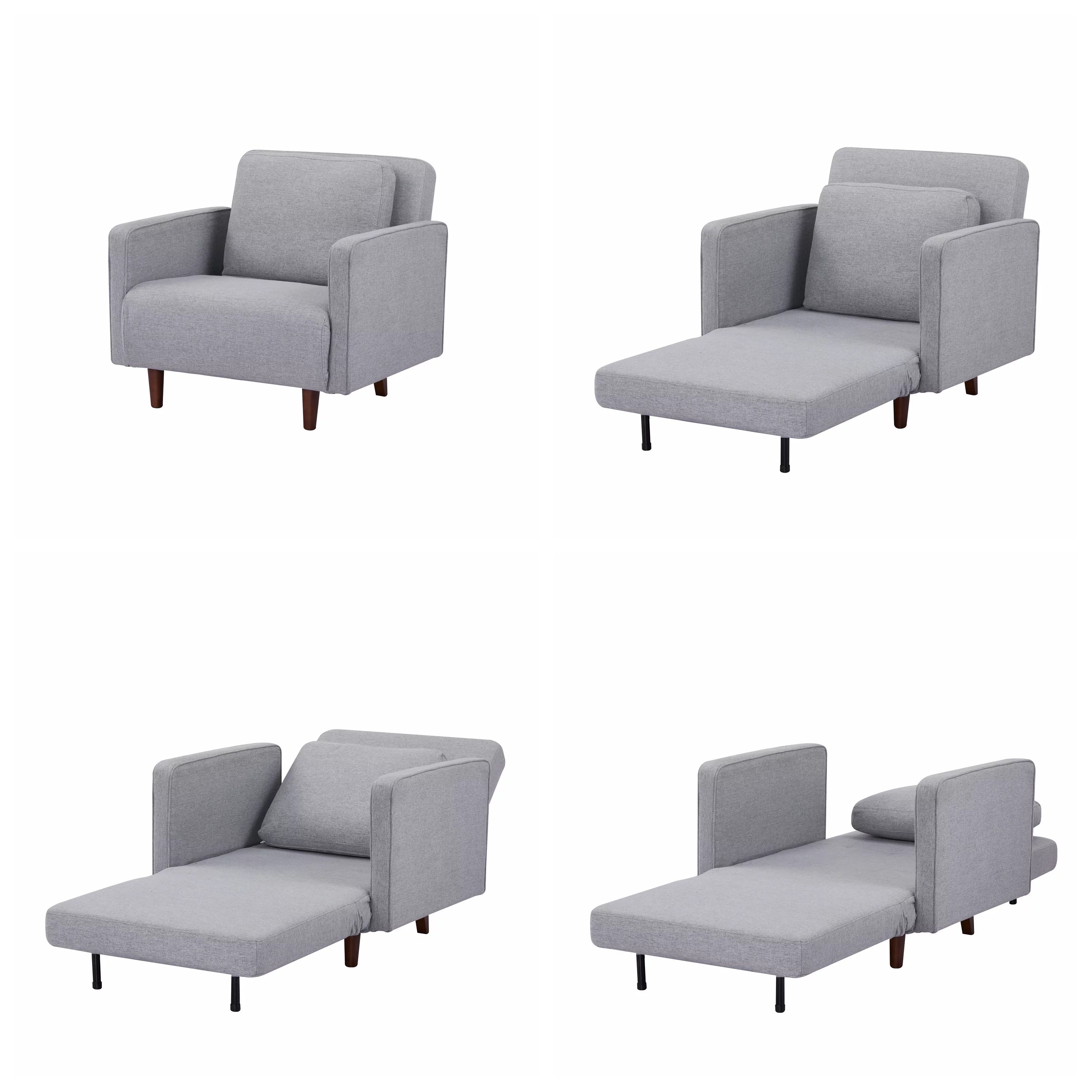 Light Gray Polyester Convertible Futon Sofa Chair O200068
