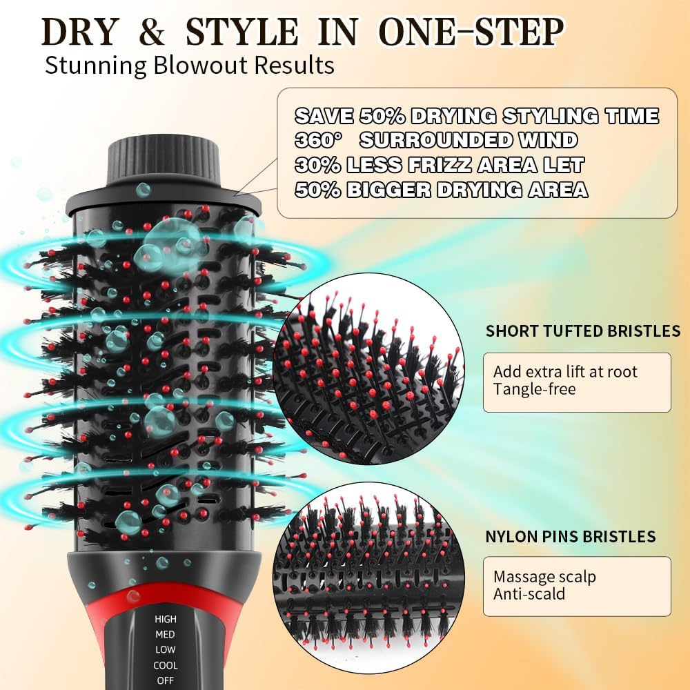 4-in-1 Hair Dryer Brush with Ceramic Titanium Barrel O457301