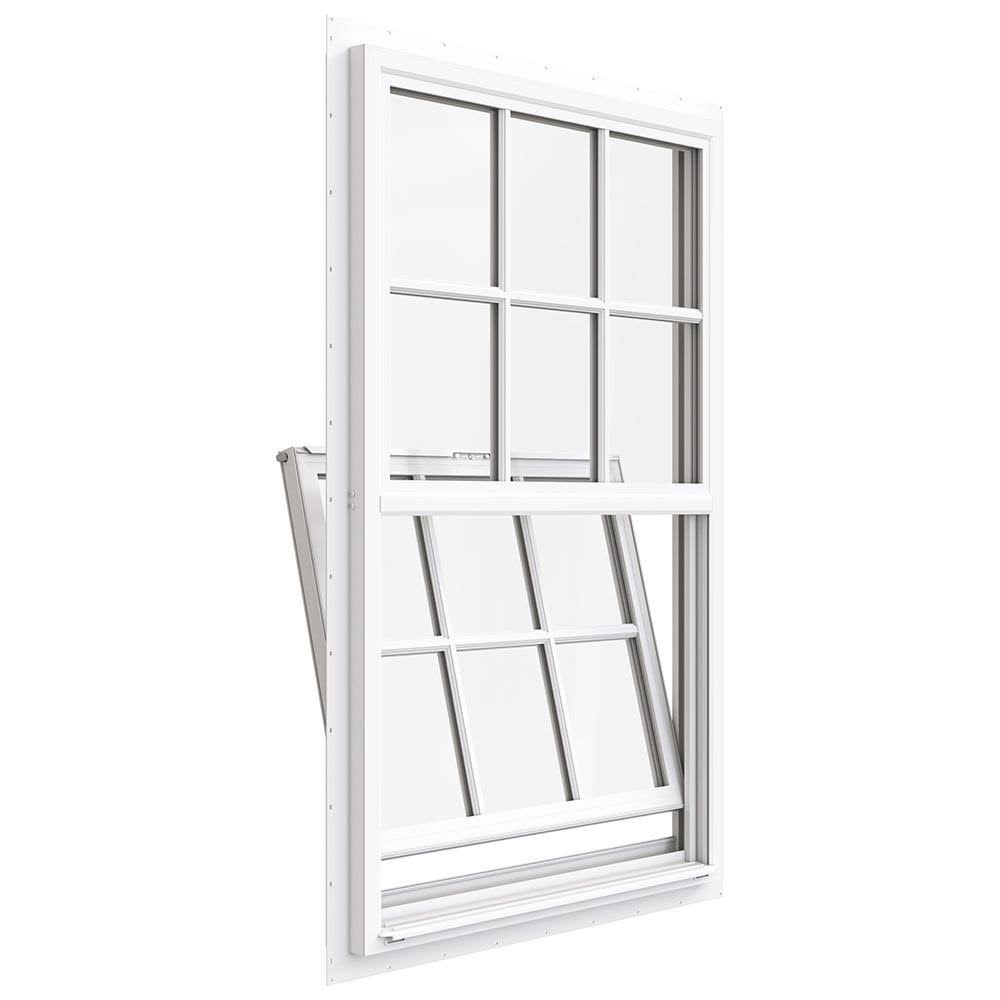 30 in. x 48 in. White Single-Hung Vinyl Window with 6-Lite Colonial Grids B278