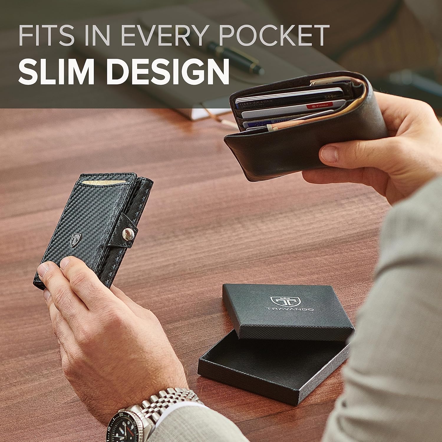 Slim Carbon RFID Minimalist Front Pocket Wallet N78998