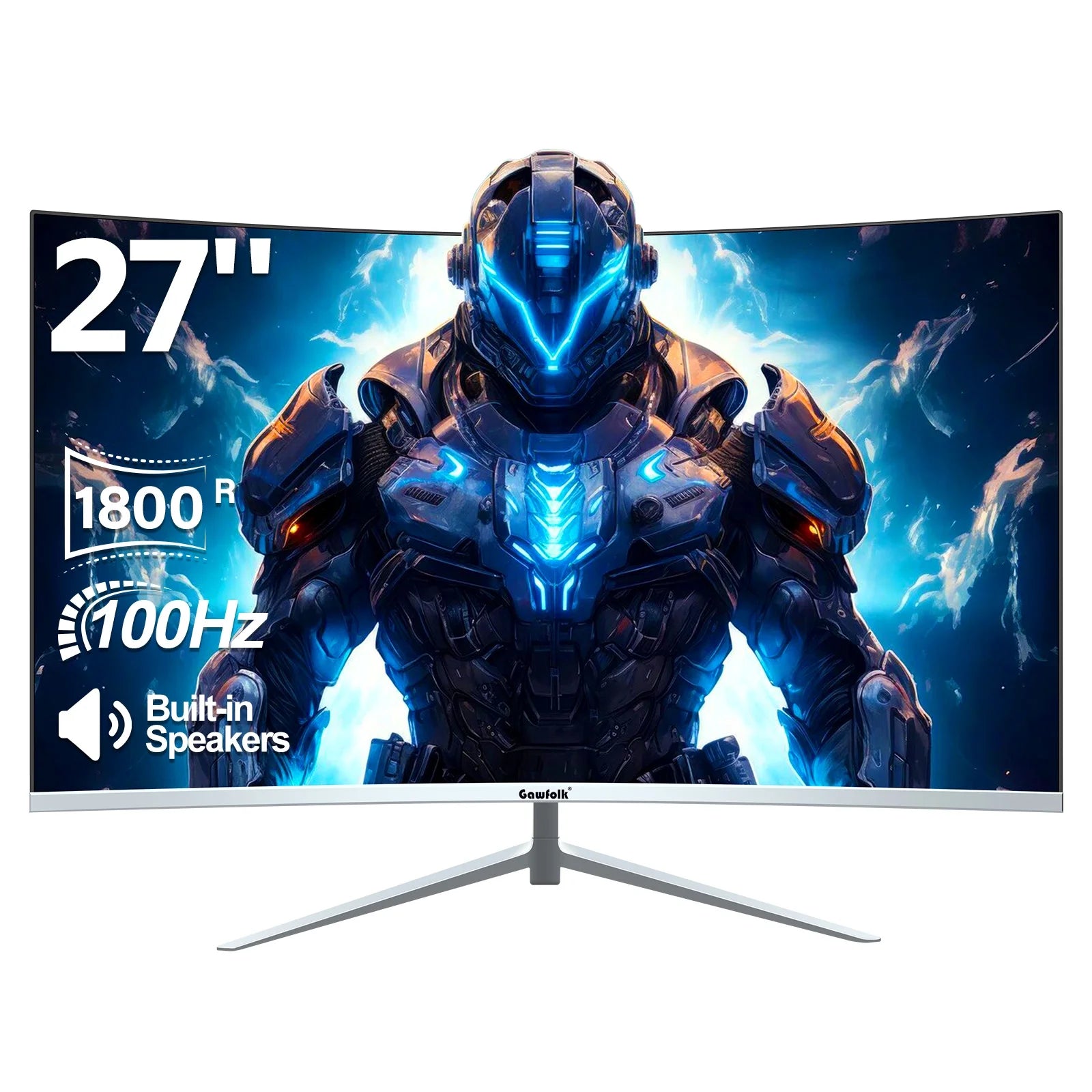 27 Inch Curved Monitor 100hz White FHD 1080P 1800R Frameless Built-in Speakers HDMI L6532
