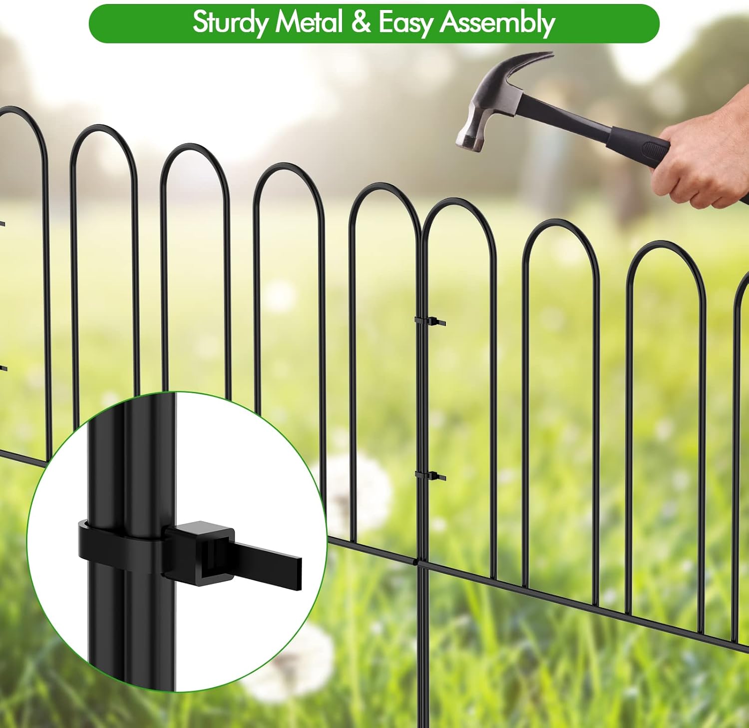 Rustproof Metal Garden Fence 7 Panels 10ft(L) V21416