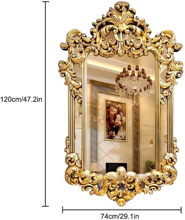 Antique Ornate Gold Wall Mirror with Resin Frame U22328