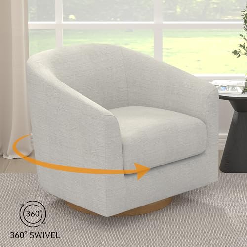 Fog Grey Swivel Barrel-Curved Upholstered Accent Chair J7071