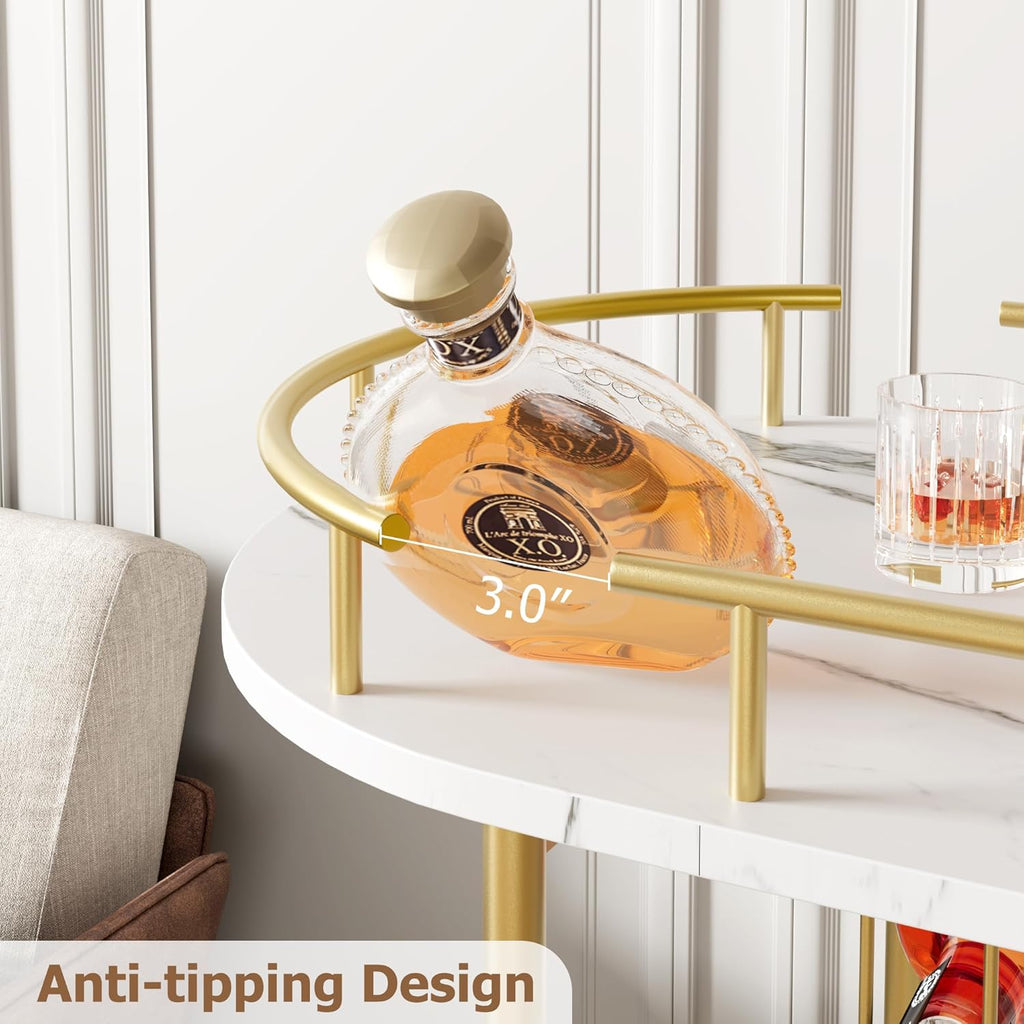 Gold 3 Tier Rotating Bar Cart with Wheels N514608