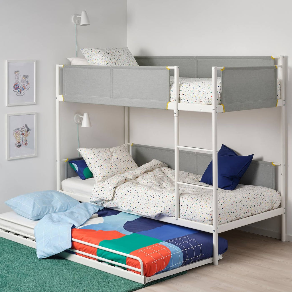 White/Light Gray Twin Bunk Bed Frame with Underbed K4176