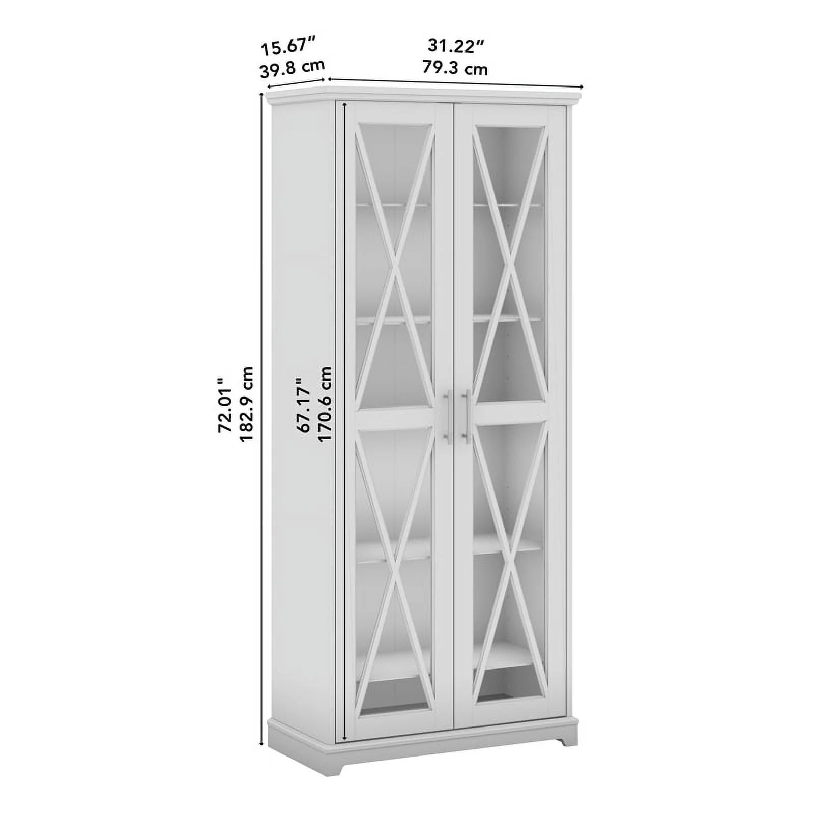 Linen White Oak Curio Cabinet with Glass Doors C3972