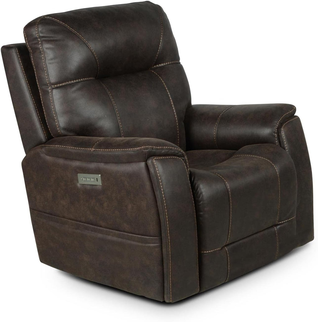 Saddle Brown Leatherette Power Recliner Chair O6811