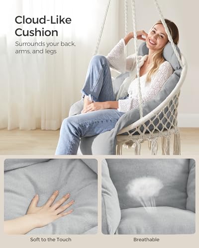 Cream White Hanging Hammock Chair with Cushion C518609