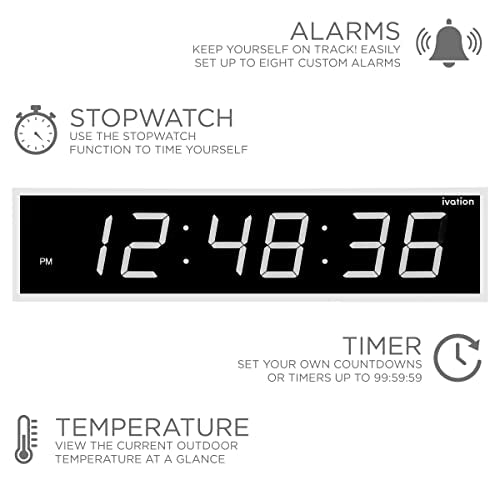 24" Oversized Digital LED Clock with Alarms L1564