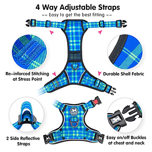 Purple No Pull Dog Harness with Reflective Adjustable Vest D7909