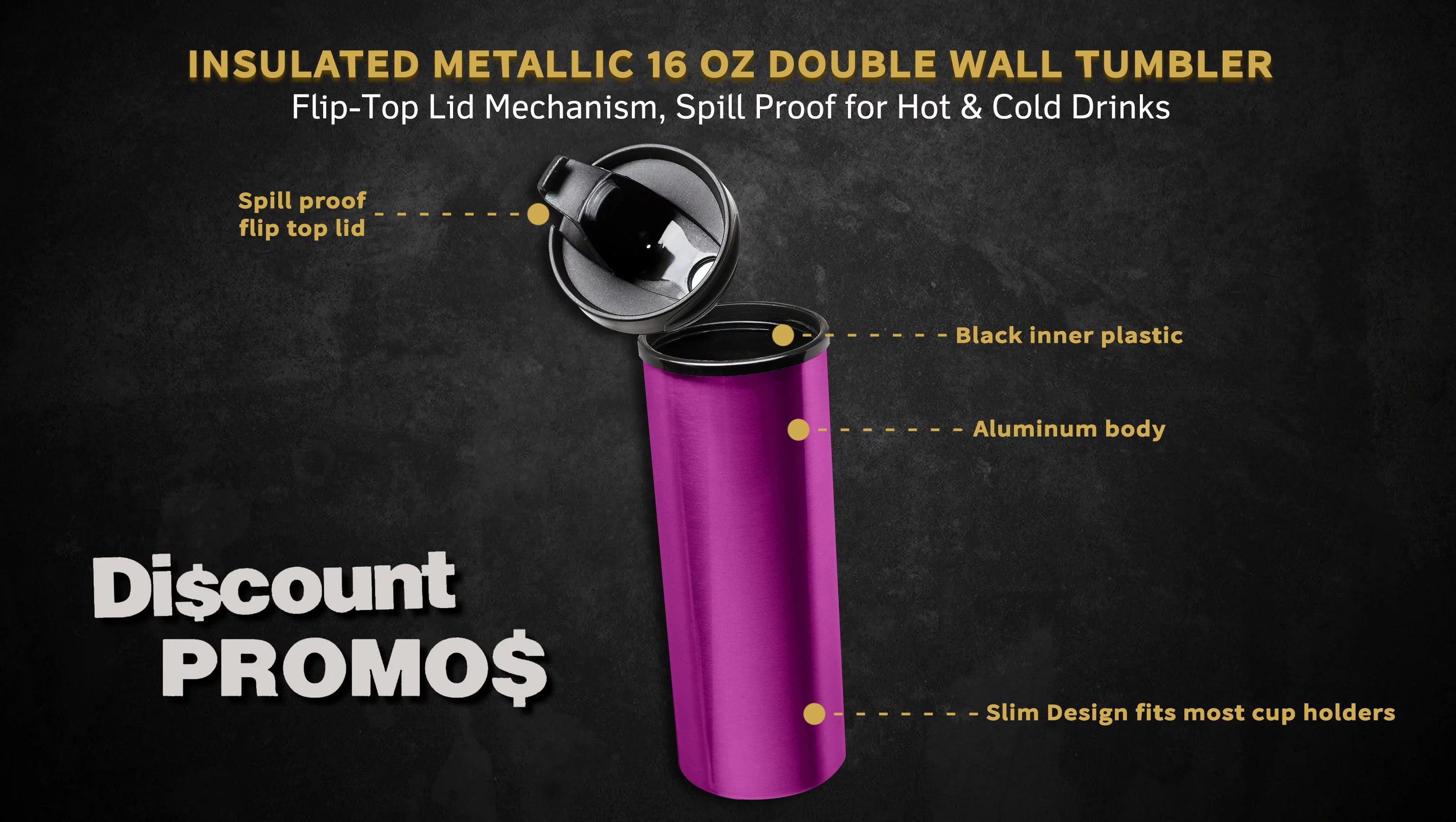 16 Oz Double Wall Tumbler Purple 10 Pack E8318