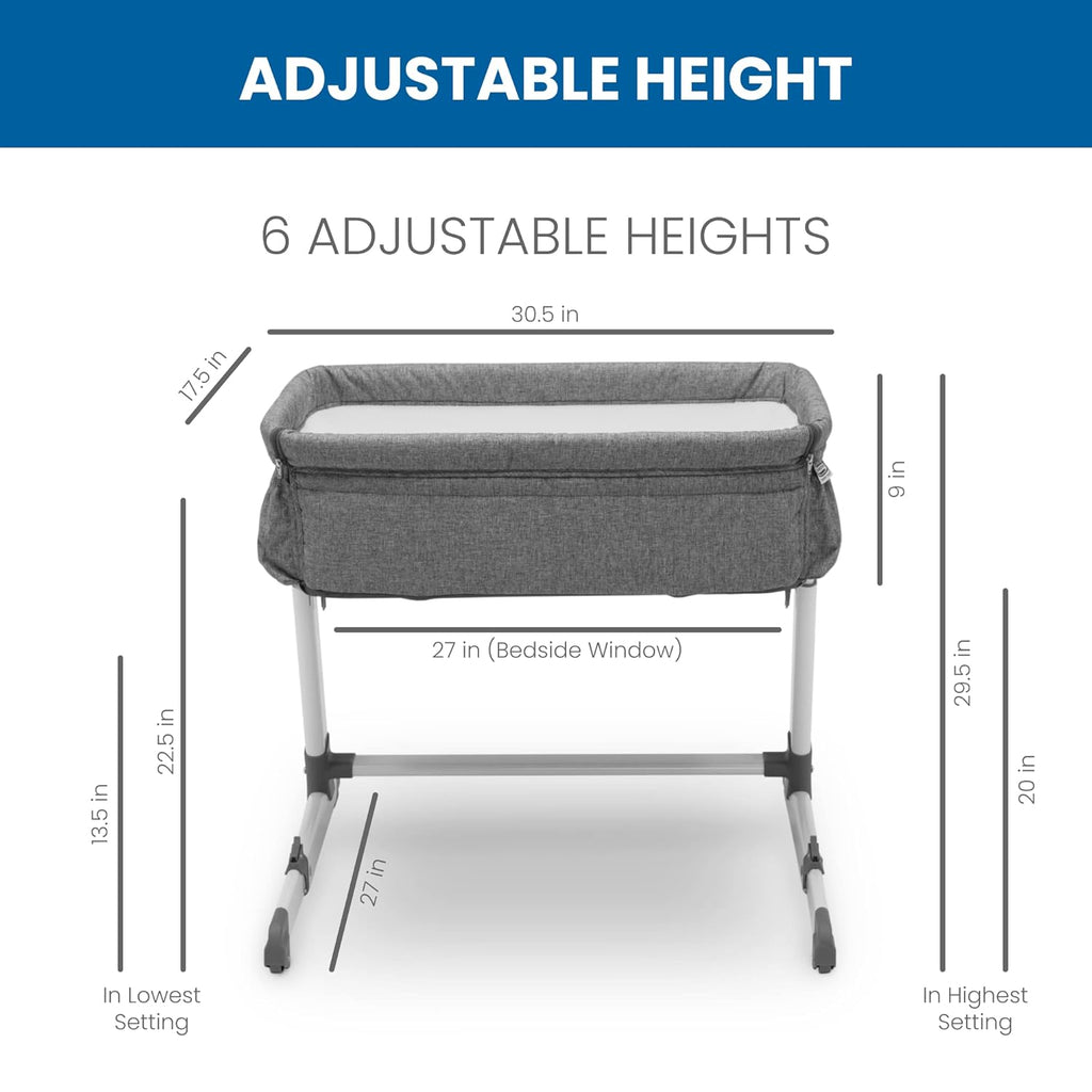 Grey Portable Baby Bassinet with Breathable Mesh T620