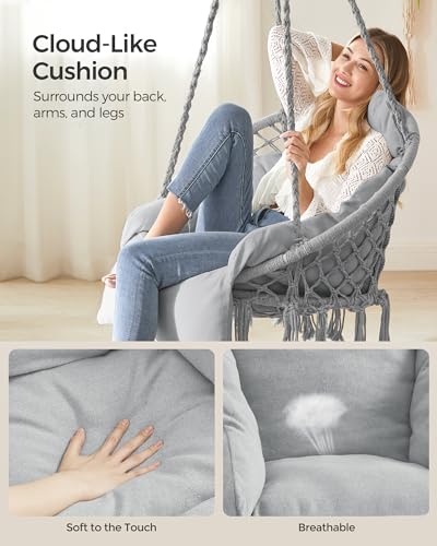Cream White Hanging Hammock Chair with Cushion C518609