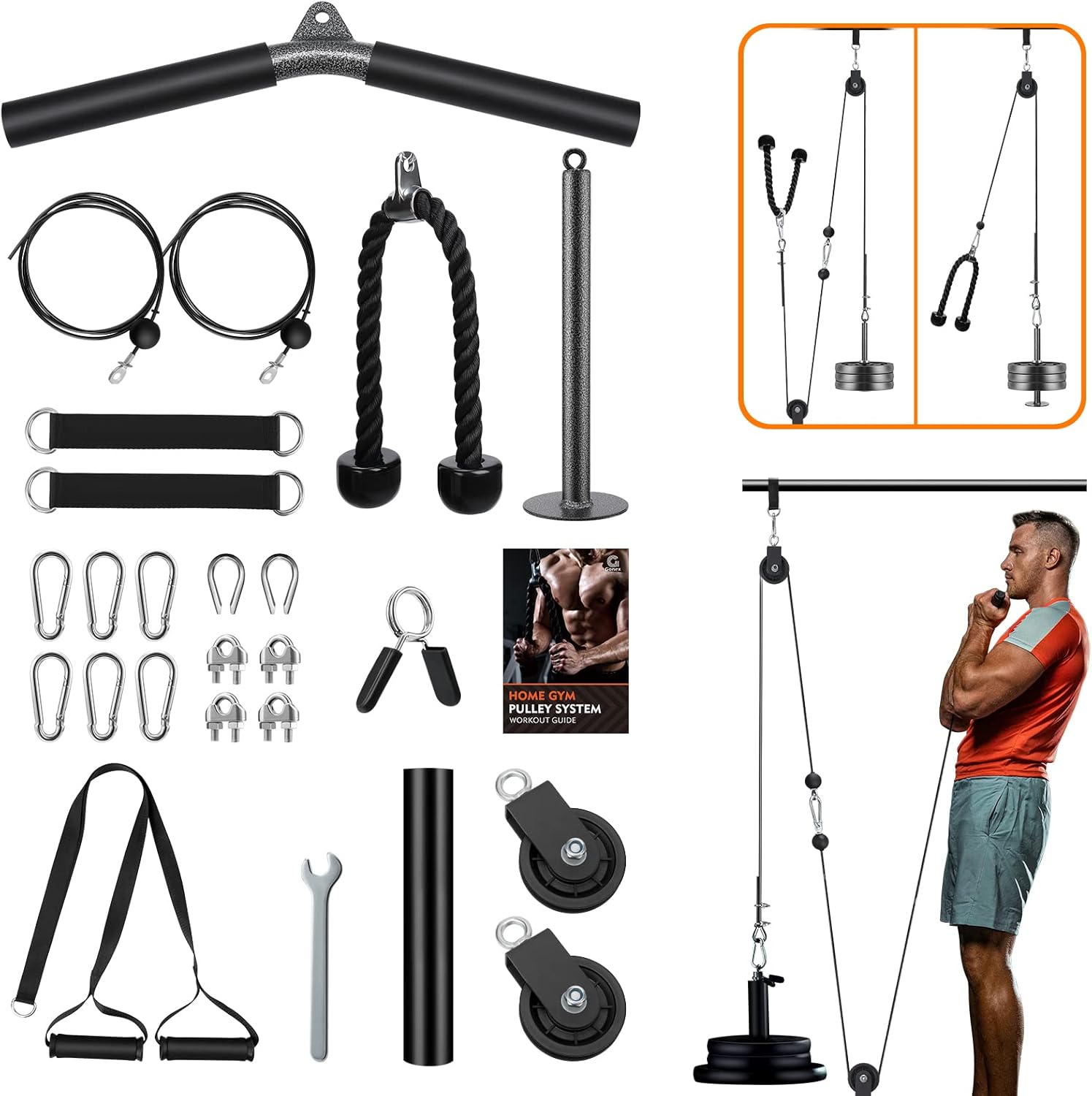 2 Weight Cable Pulley System for Home Gym B148