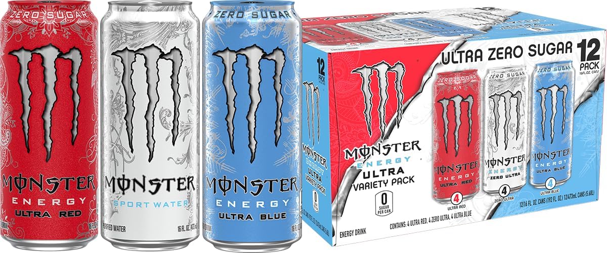 3 Flavor Variety Pack Sugar Free Energy Drink, 16 Ounce (Pack of 12) D7084