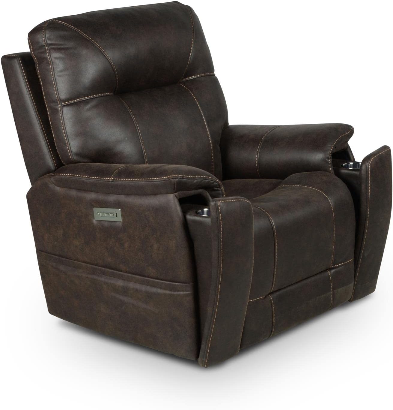 Saddle Brown Leatherette Power Recliner Chair O6811