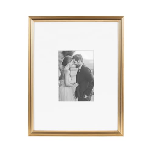 Rectangle Picture Frame Set of 3, 11 x 14 matted to 5 x 7, Gold P214