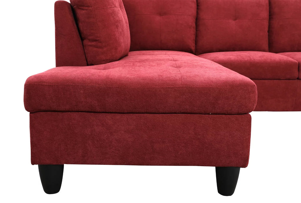 Wine Red L Shaped Sectional Sofa I838