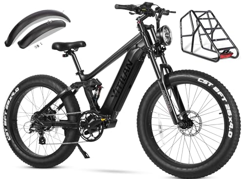 750W Fat Tire Electric Bike 26 Inch 20AH Removable Battery Full Suspension Shimano 8 Speed C446511